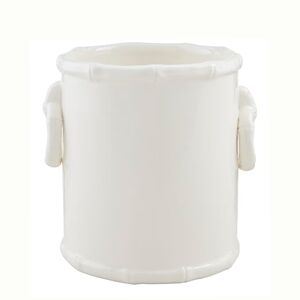 Mud Pie NWT Ceramic Utensil Holder Bamboo Design Handle & Rim In Cream 6"H